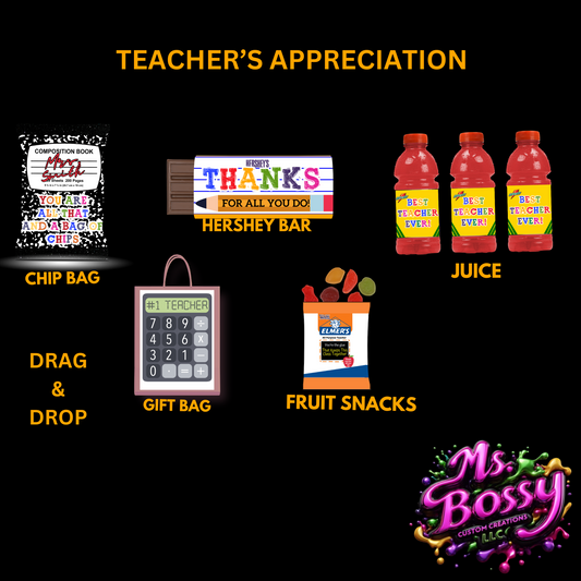 Teacher's Appreciation Party Favor Template & Design Bundle