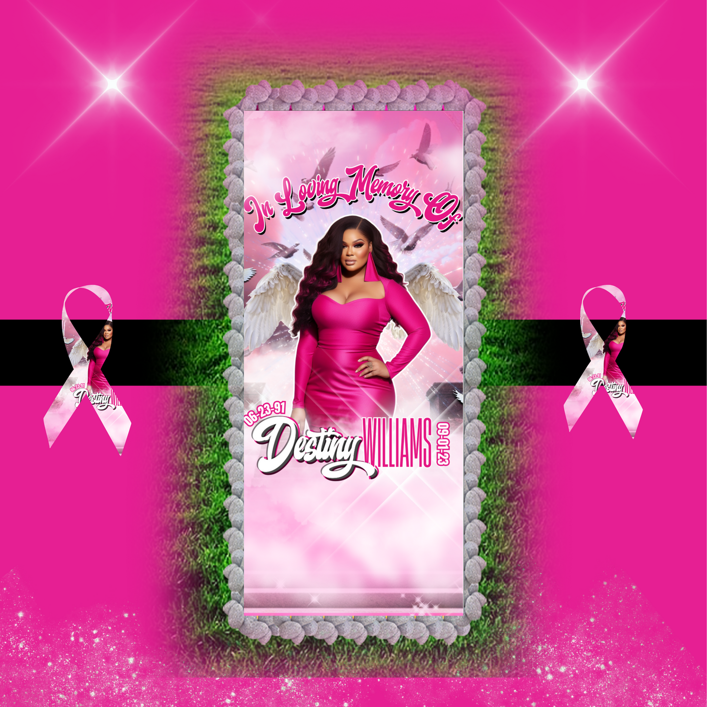 Pink Memorial Canva Editable Mock-up Bundle