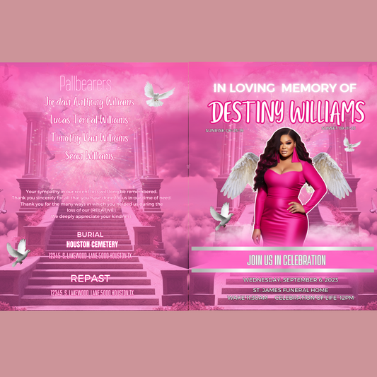 Pink Memorial Obituary Template